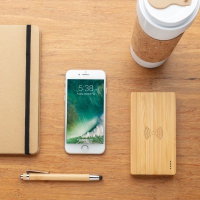 Batería externa Bambú 4.000 mAh inalámbrica 5W personalizada